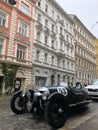 Morgan 3 Wheeler parked in the city center