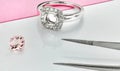 Morganite Gemstone Ring on Pink Background Royalty Free Stock Photo