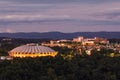 Morgantown WV City Skyline lights and the WVU Coliseum at night