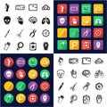 Morgue All in One Icons Black & White Color Flat Design Freehand Set