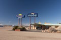 Colorful sign of the Sunset Motel on historic route 66