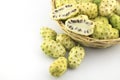 Morinda citrifolia or noni in basket Royalty Free Stock Photo