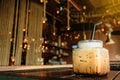 Moring ice coffee cafe shop background Royalty Free Stock Photo