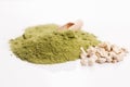 Moringa leaf powder and seeds Royalty Free Stock Photo