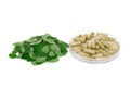 Moringa leaves with capsules on white Royalty Free Stock Photo
