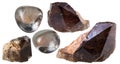 Morion (smoky quartz) crystals and gem stones