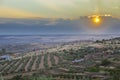 Moriscos green belt along the Sierra Grande hillside, Hornachos, Extremadura, Spain Royalty Free Stock Photo