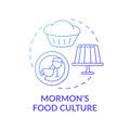 Mormon food culture blue gradient concept icon