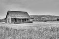 Mormon log cabin at the foot of the Tetons in Jackson Wyoming Royalty Free Stock Photo