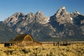 Mormon Row Barn in Autumn Colors, Grand Teton National Park, Wyoming Royalty Free Stock Photo