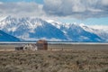 Mormon Row at Antelope Flats and Grand Teton National Park in Wyoming Royalty Free Stock Photo