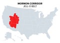 Mormon corridor of the United States, Jell-O belt, political map Royalty Free Stock Photo