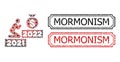 Mormonism Textured Seal Stamps with Notches and Pray for Money 2022 Collage of Covid Elements Royalty Free Stock Photo