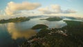 Morning aerial and video surveying of the city of Coron. Palawan. Philippines. Royalty Free Stock Photo