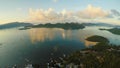 Morning aerial and video surveying of the city of Coron. Palawan. Philippines. Royalty Free Stock Photo