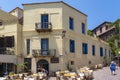 In the morning all the terraces in front of the Venetian style houses are prepared for the many tourists in the old town of Chania