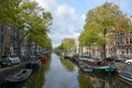 Morning on Amsterdam Canal. Royalty Free Stock Photo