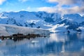 Morning in Antarctica, beautiful landscape with small Chilean Gonzalez-Videla Station, Paradise Bay, Antarctica