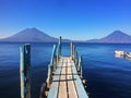 Morning in the Atitlan Lake with volcanos