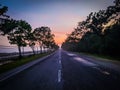 The morning atmosphere on a road