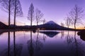 atmosphere during the sunrise of Mount Fuji seen from Fumoto para camping Fujinomiya city Shizuoka prefecture in winter Royalty Free Stock Photo