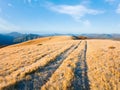 Morning autumn mountain road view Royalty Free Stock Photo