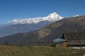 Morning in Baely, view of Dhaulagiri. Royalty Free Stock Photo