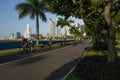 Morning beside Balboa avenue or Cinta Costera bayside road get full of joggers