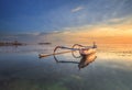 Morning in Bali, Indonesia. Traditional fishing boat Royalty Free Stock Photo
