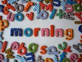Morning banner with colorful letters
