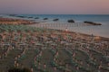 The morning on the beach of Torre Pedrera at Rimini in Italy