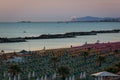 The morning on the beach of Torre Pedrera at Rimini in Italy