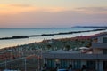 The morning on the beach of Torre Pedrera at Rimini in Italy