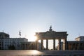 sunrice in the morning, famous Brandenburg Gate in Berlin, Germany Royalty Free Stock Photo