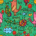 Morning bird seamless pattern