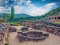 Morning in Bitola town, North Macedonia, Europe. Picturesque spring view of archaeological site - Heraklea Lynkestis