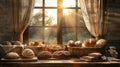 The Morning Bread Display.AI generated image Royalty Free Stock Photo