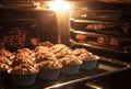 Morning breakfast Banana cake in hot oven that have good taste a Royalty Free Stock Photo