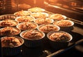 Morning breakfast Banana cake in hot oven that have good taste a Royalty Free Stock Photo
