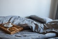 Morning. Breakfast in the bed Royalty Free Stock Photo