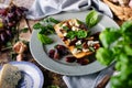 Fresh tomato bruschetta with blue cheese