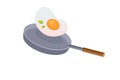 Morning breakfast - frying pan, fried eggs. Omelette. Fast food, breakfast