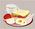 Morning breakfast Illustration.Healthy breakfast meal Vector Illustration.