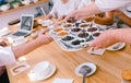 morning breakfast people table tea cookies jam Royalty Free Stock Photo