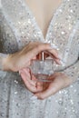 Morning bride perfume in hands Royalty Free Stock Photo