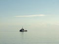 Morning calm sea with the ship Royalty Free Stock Photo