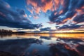 Morning canvas Clouds undergo a mesmerizing time lapse by the lake Royalty Free Stock Photo