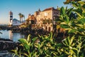 Morning in Cascais, Portugal with the famous Santa Marta Lighthouse and Museums visible