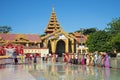 Morning cleaning of the Bo Tahtaung Pagoda. Yangon, Myanmar