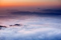 Morning clouds below Sarangkot view point near Pokhara in Nepal